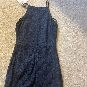 chinese dress ladies Missguided Navy Blue Lace Halter Sleeveless Fishtail Maxi Bridesmaid Dress Sz 2 main image 0